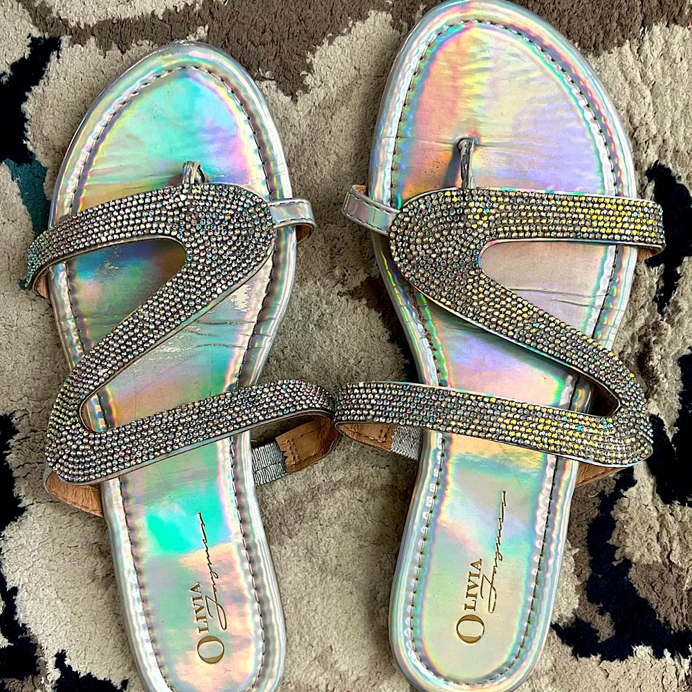 Olivia Holographic Rhinestone Sandals